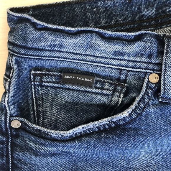 Armani Exchange A|X Straight Fit J16 Jeans 28 X 31 Distressed Blue Dark Wash EUC - Picture 2 of 11